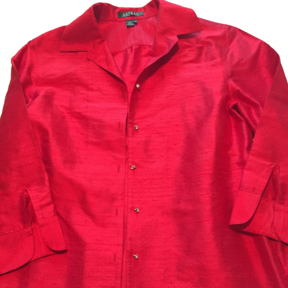 Lauren Ralph Lauren Red Silk Blouse